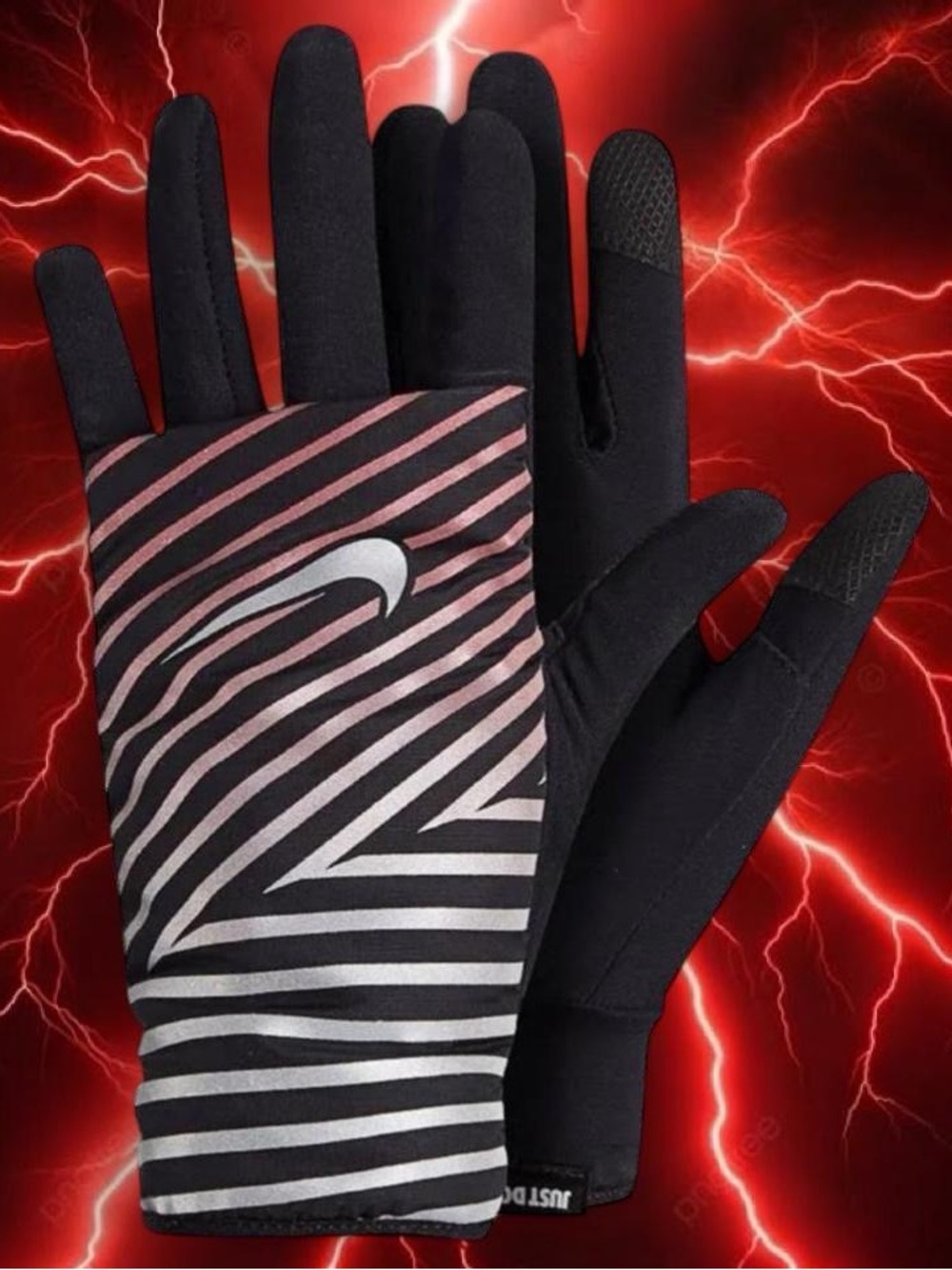 Nike Black Striped Running Gloves